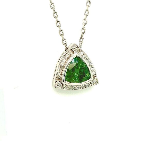 Natural Tourmaline Diamond Pendant Necklace 17" 14k WG 2.49 TCW Certified 308485 - Picture 6 of 16